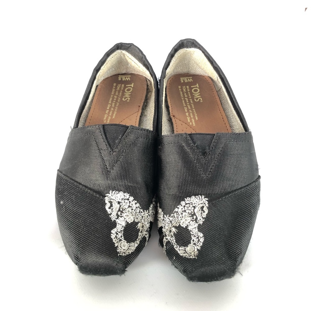 Toms Classics Skylark black w/ silver butterflies